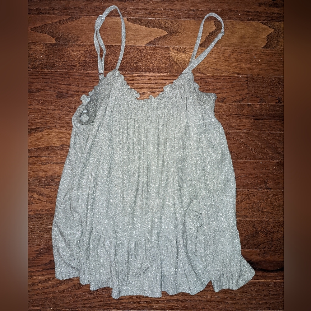 AMADI METALLIC TAUPE FLOWY TOP
